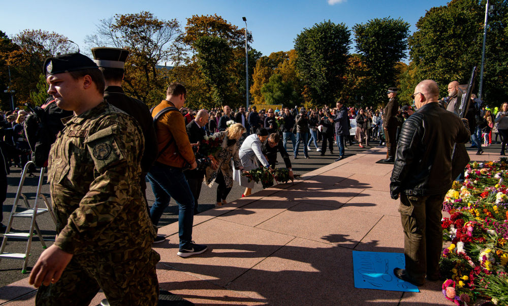 Митинг партии Айнарса Шлесерса "Латвия прежде всего" в Риге, 2 октября 2021
