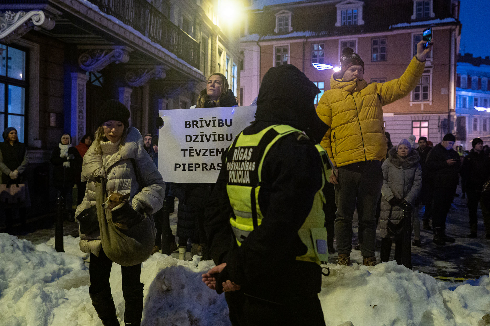 Митинг организованный Алдисом Гобземсом в центре Риги, 13 декабря 2021