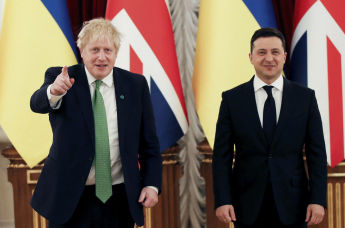 Премьер Великобритании Борис Джонсон и президент Украины Владимир Зеленский, Киев, 1 февраля 2022 года