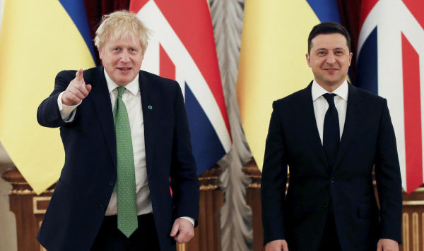 Премьер Великобритании Борис Джонсон и президент Украины Владимир Зеленский, Киев, 1 февраля 2022 года