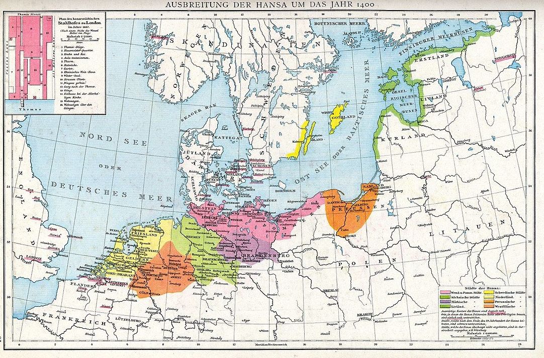 Города-участники Ганзейского союза в 1400 году