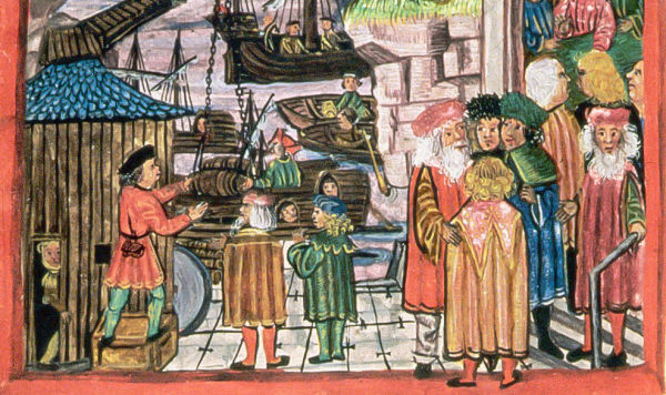 "Гавань" Миниатюра шмуцтитула Гамбургского права 1475 года