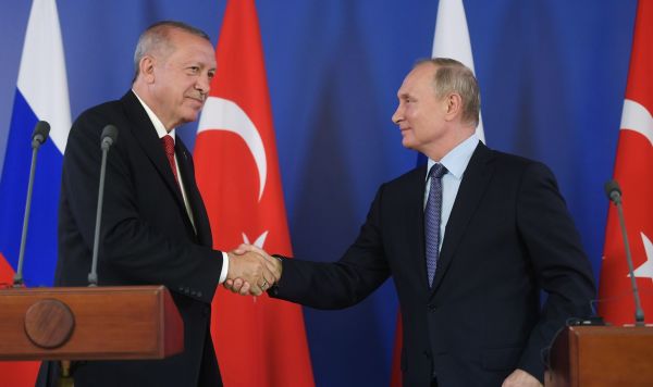 Президент РФ В. Путин и президент Турции Р. Т. Эрдоган