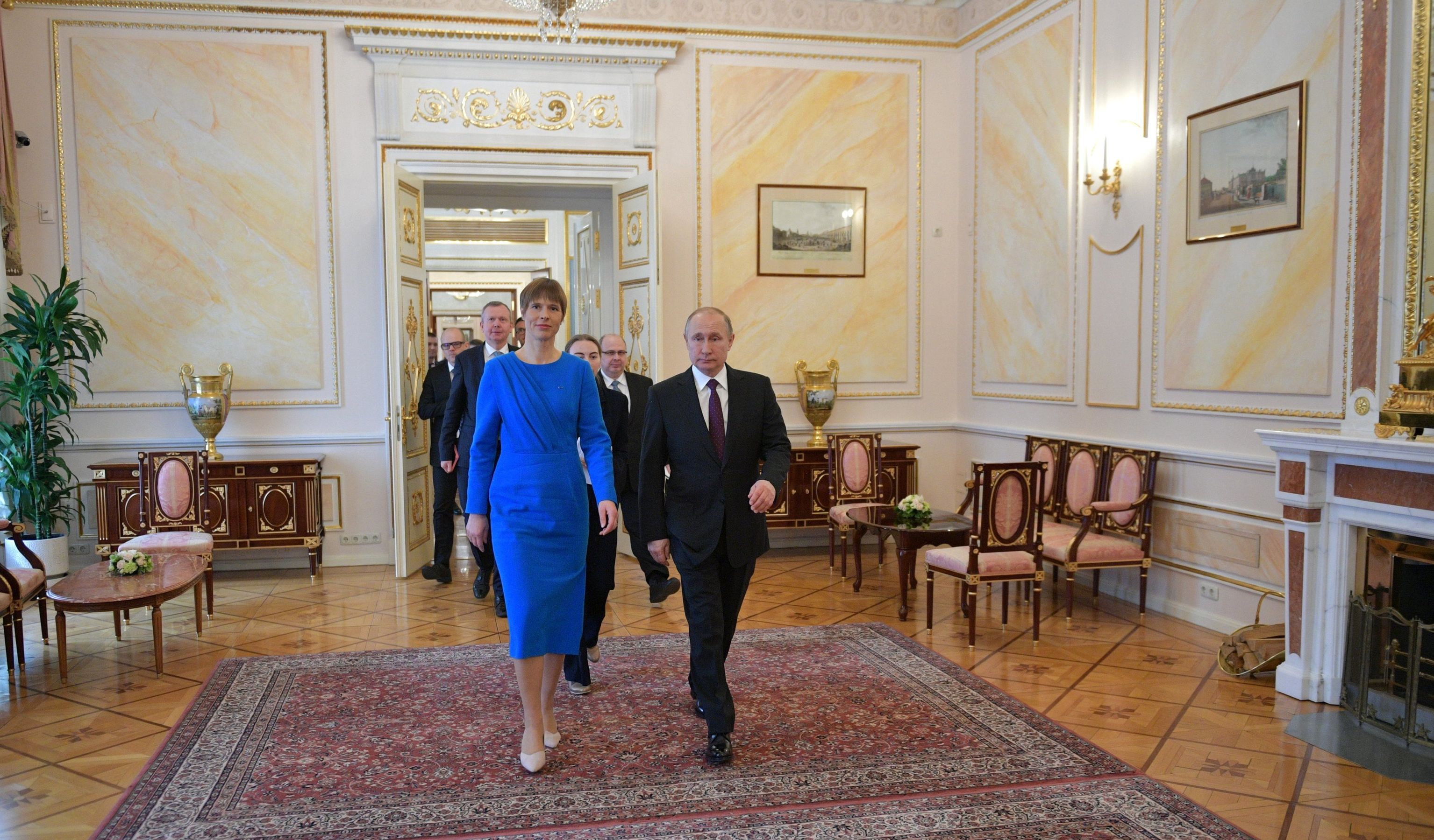 Президент Эстонии Керсти Кальюлайд во время встречи с президентом РФ Владимиром Путиным, 18 апреля 2019