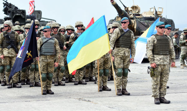 Военнослужащие армии Украины на открытии международных военных учений "Достойный партнер-2018" под эгидой НАТО в Грузии