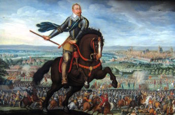 Картина "Шведский король Густав Адольф на поле сражения при Брейтенфельде"  художника Иоганна Якоба Вальтера