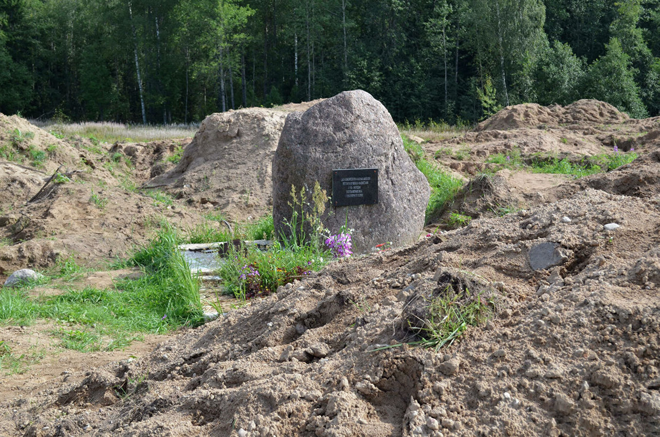 Место раскопок в районе деревни Жестяная Горка, где следователи обнаружили около 500 тел жертв латвийских карателей