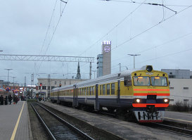Презентация новых вагонов на Рижском железнодорожном вокзале.
