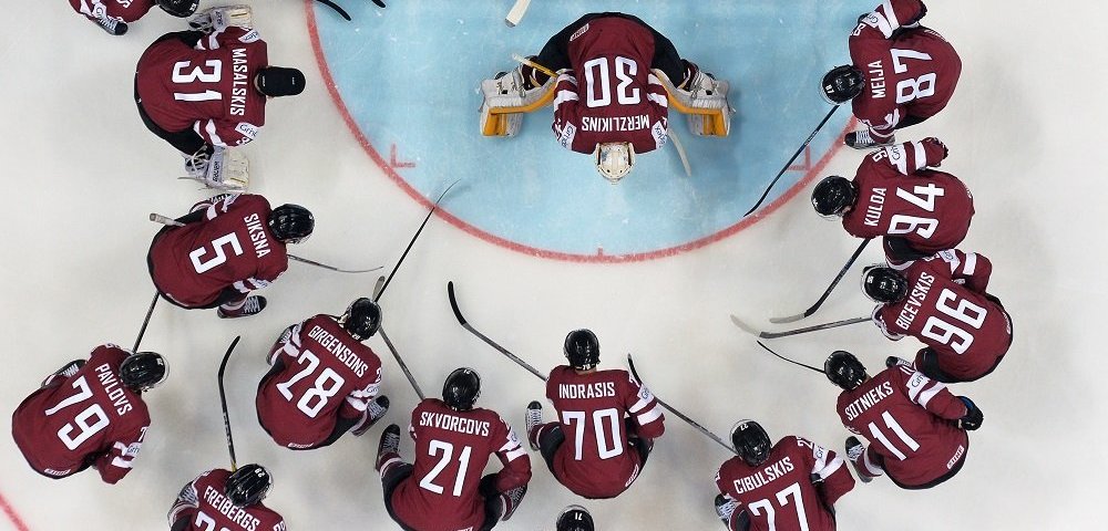 Сборная Латвии по хоккею на Чемпионате мира в Москве.