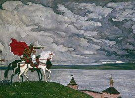 Репродукция картины "Два князя" художника Ильи Глазунова. 