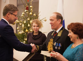 На заключительном приеме посла России в Латвии Александра Вешнякова.