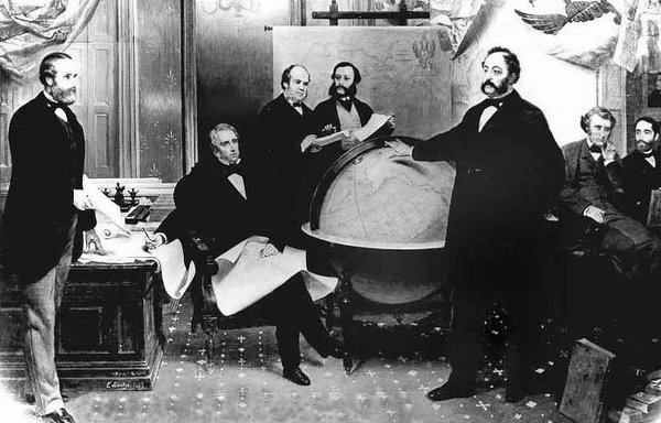 Подписание договора о продаже Аляски 30 марта 1867 года. Классическая картина художника Эмануэля Лойце. Подписание договора о продаже Аляски 30 марта 1867 года. Классическая картина художника Эмануэля Лойце.