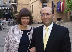 Посол Республики Армения в Латвийской Республике Тигран Мкртчян и его супруга Илзе Паэгле-Мкртчян. 