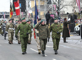 Парад Национальных вооруженных сил в честь 99-летия провозглашения Независимости Латвии.