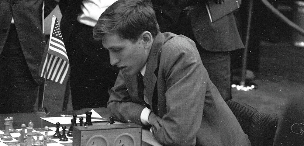 Американский гроссмейстер Роберт Фишер на Всемирной шахматной Олимпиаде в Гаване.