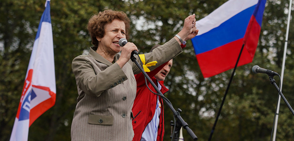 Татьяна Жданок на Марше за русские школы в Риге, 15 сентября 2018