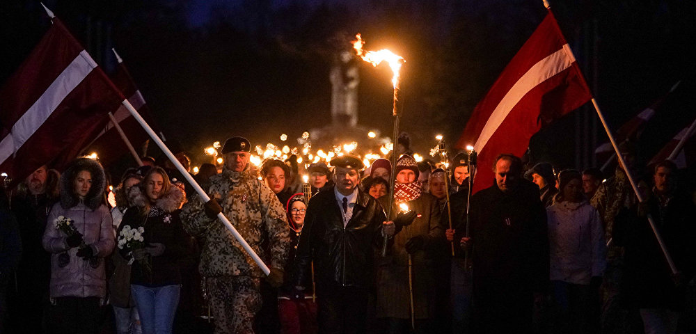 Факельное шествие в Риге, 11 ноября 2018