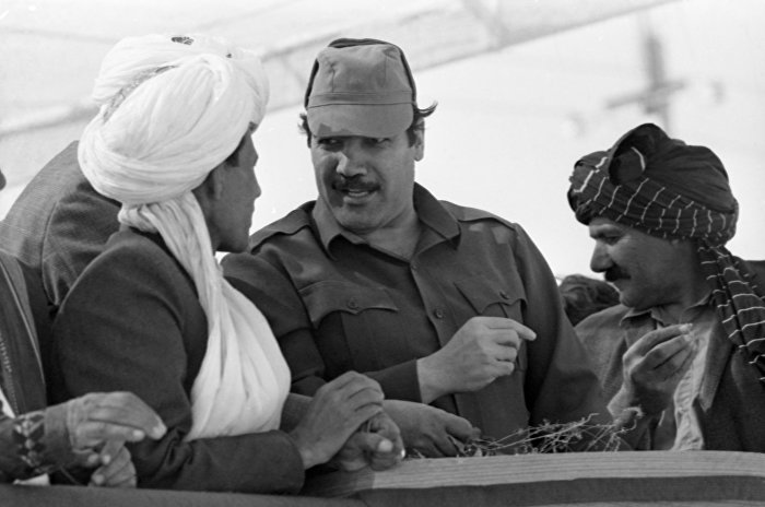 Президент Республики Афганистан, генеральный секретарь Народно-демократической партии Афганистана Мохаммад Наджибулла (в центре), 1987 год