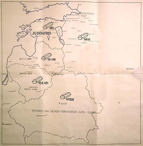 Немецкая карта-отчет айнзацгруппы А в 1941 году