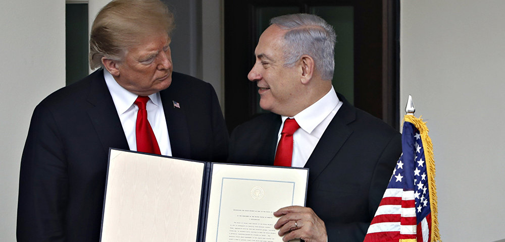 Президент Дональд Трамп и премьер-министр Израиля Биньямин Нетаньяху, 25 марта 2019 года