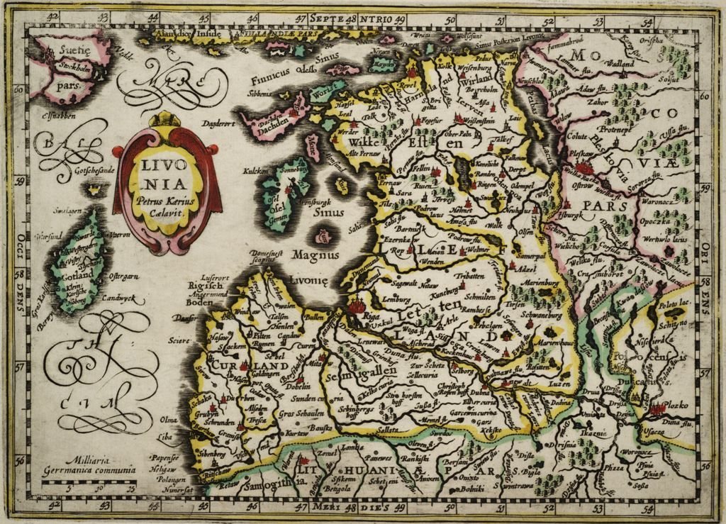 Карта Ливонии Г. Меркатораса, 1673 год