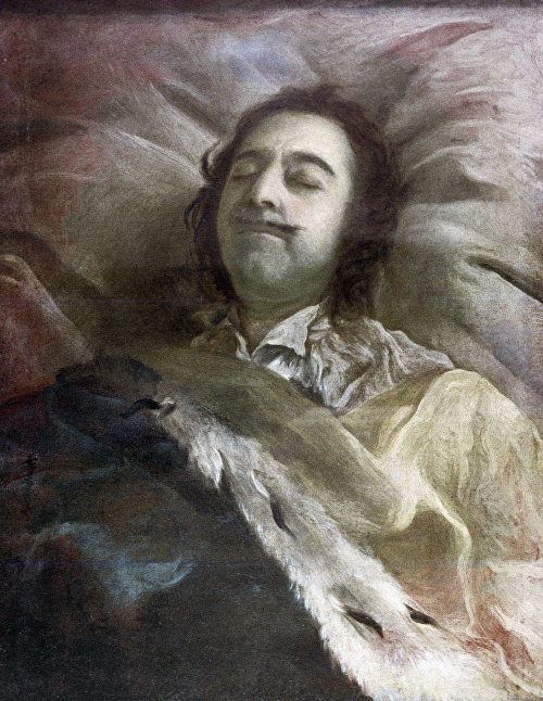 Репродукция картины "Петр I на смертном одре" работы художника Ивана Никитина