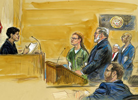 Мария Бутина (слева) со своим адвокатом Робертом Дрисколлом перед окружным судьей США Таней Чуткан во время судебного слушания в окружном суде США в Вашингтоне, 13 декабря 2018 года