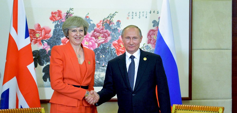 Президент РФ Владимир Путин и премьер-министр Великобритании Тереза Мэй, 4 сентября 2016