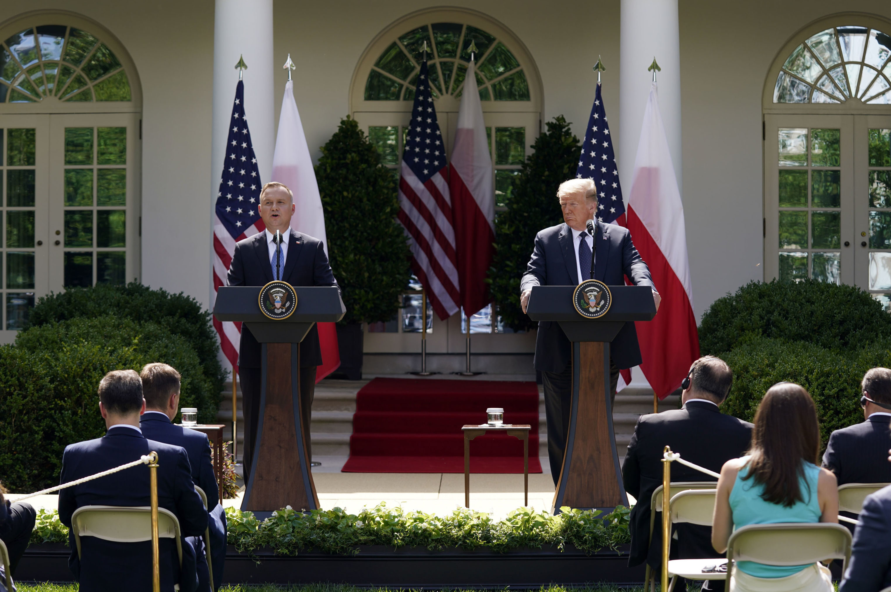 Президент Дональд Трамп встретился с президентом Польши Анджеем Дудой в Вашингтоне, 24 июня 2020 года