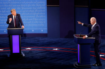 Дебаты кандидатов в президенты США Дональда Трампа и Джо Байдена