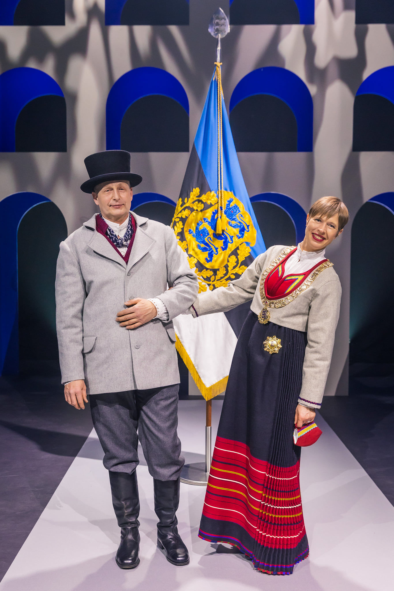 Керсти Кальюлайд с супругом Георгом-Рене Максимовски  на праздновании в честь 103-летия Эстонской республики, 24 февраля  2021